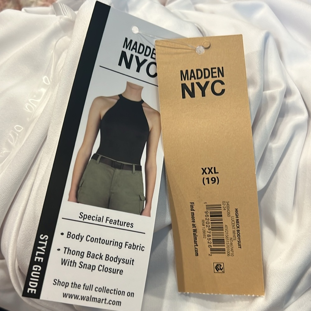 Madden NYC Bodysuit Closet Essential! White Size XXL